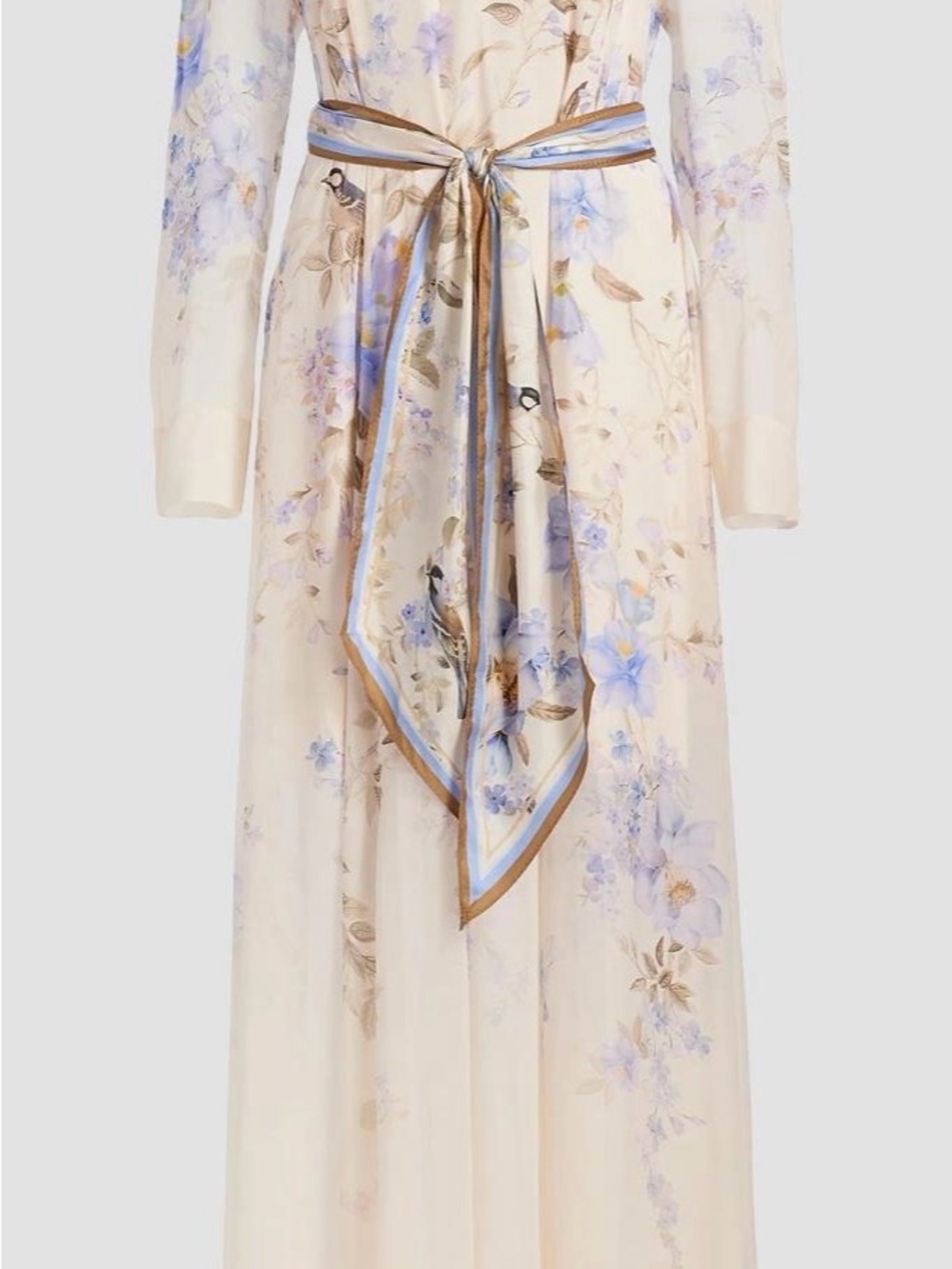Zimmermann Cream Maxi Dress with Light Blue Floral Print